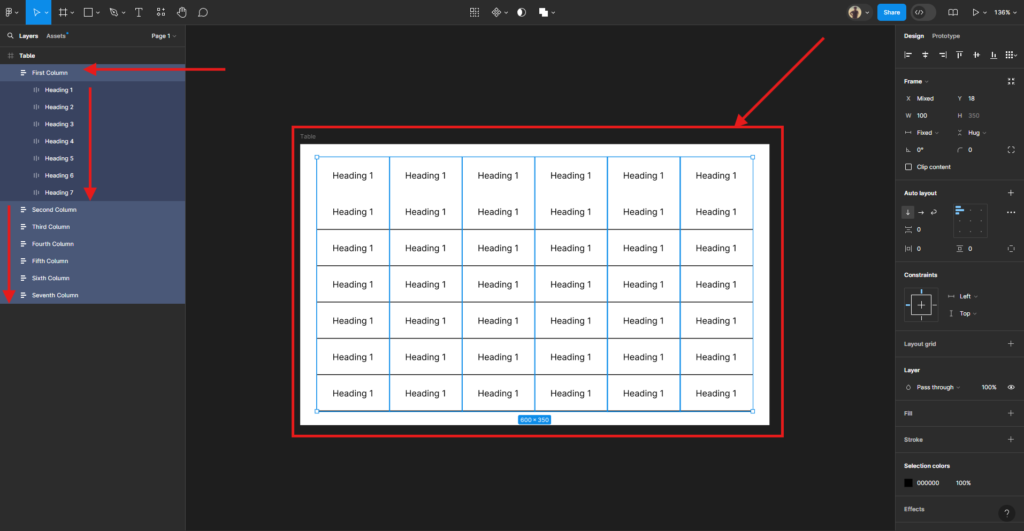 duplicate the column - how to create a tables in figma easily?