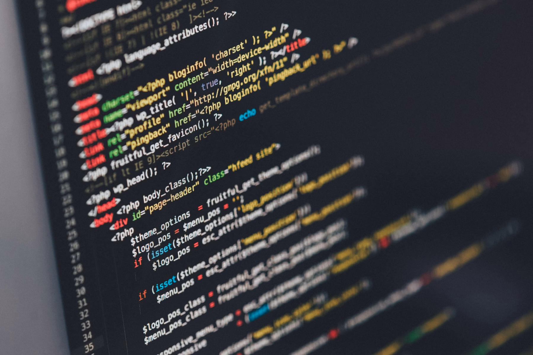 Computer monitor displaying JSON-LD style code, representing schema markup