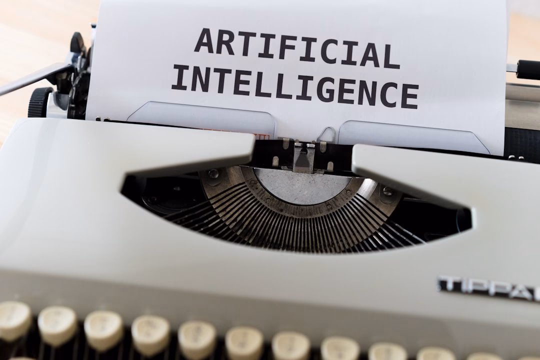 Typewriter representing AI-assisted content writing