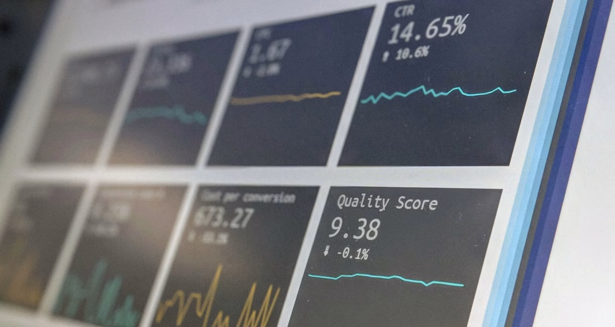 Screen showing ad campaign performance metrics and charts